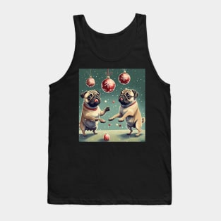 Playful Christmas Pugs Tank Top